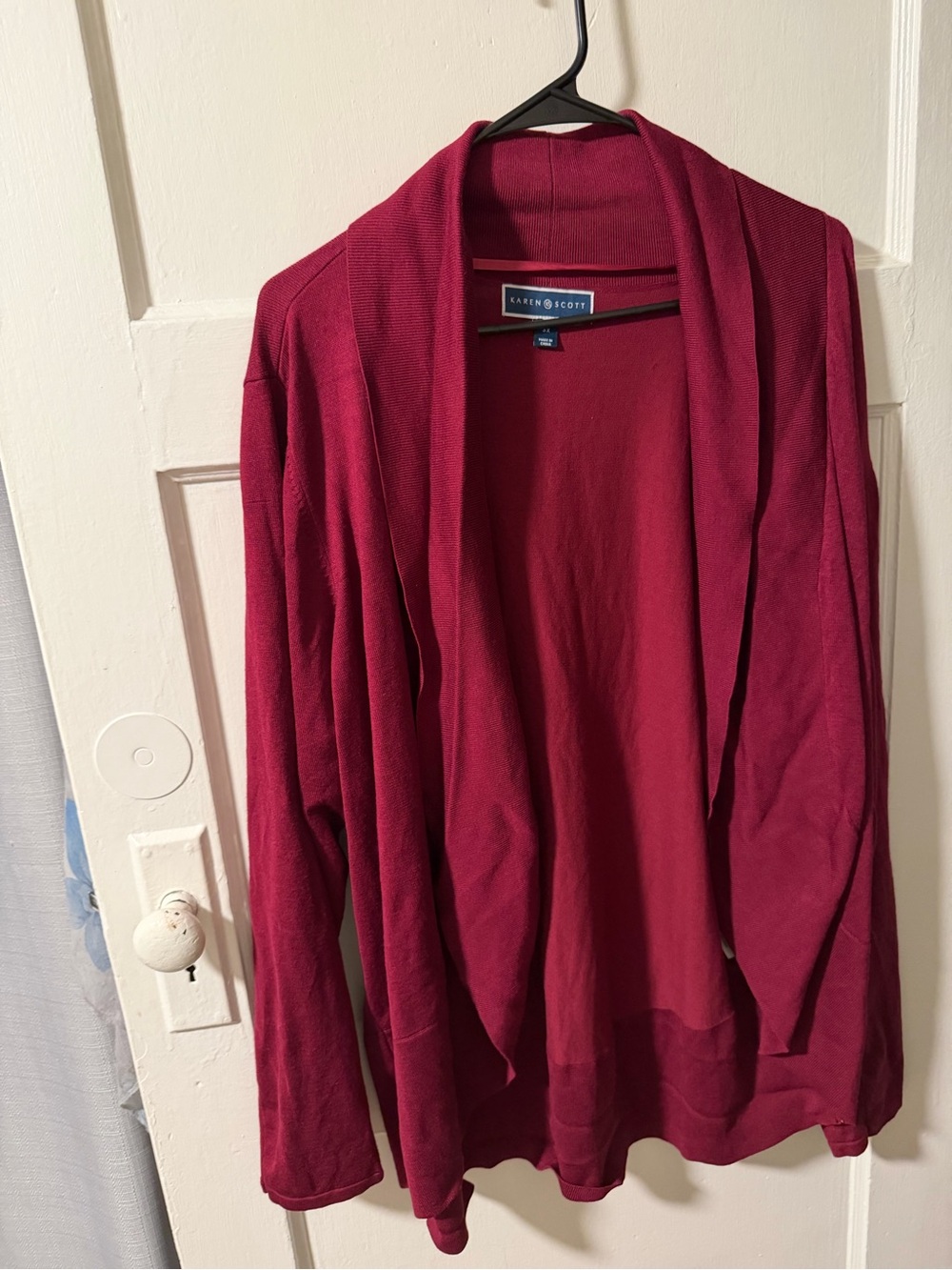 Karen Scott Women’s Open-Front Knit Cardigan Burgundy Rayon Blend Sz 3X Office - Picture 1 of 9